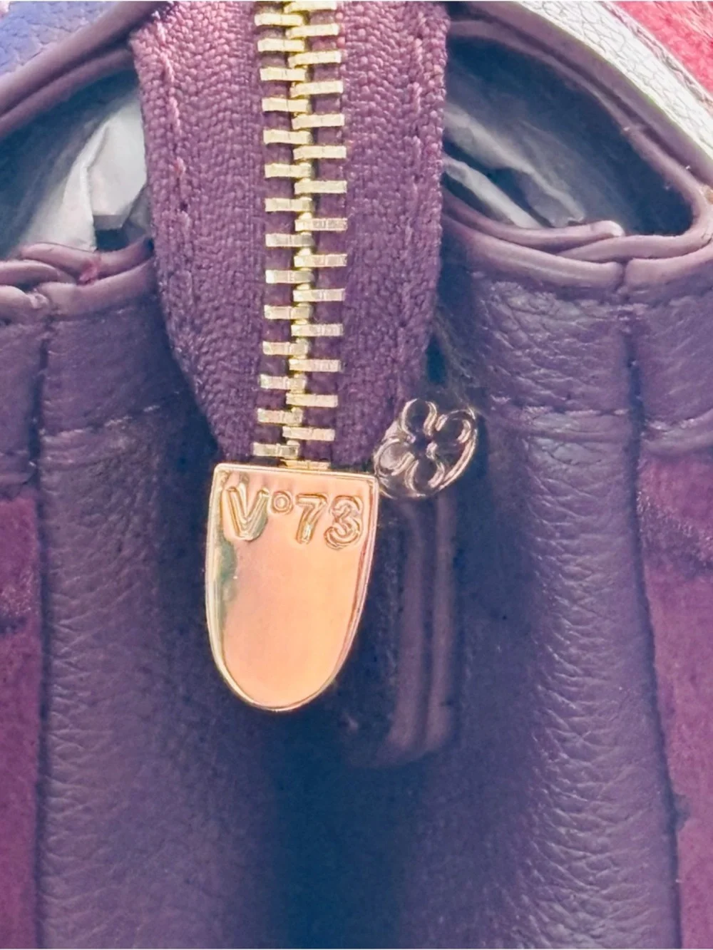 V°73 Italy Burgundy Velvet Crossbody Bag Wide Logo Strap NWT - Picture 12 of 16